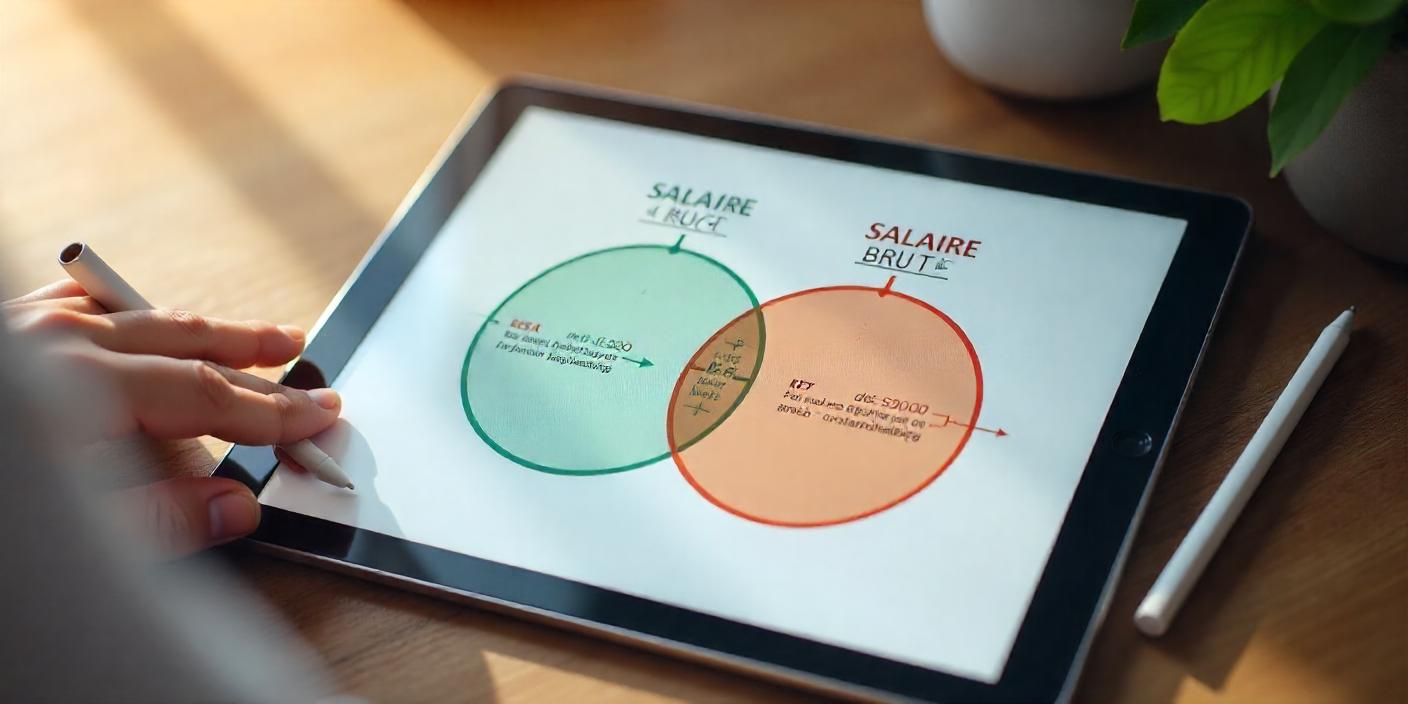 La diff&eacute;rence entre le salaire <a href=
