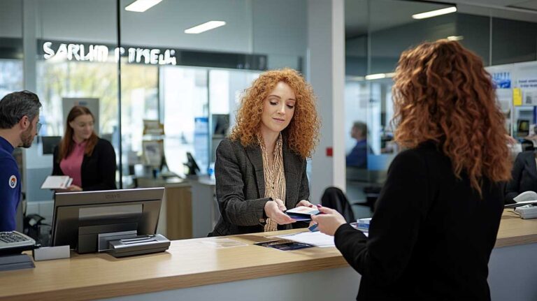 tractation au guichet d'une banque
