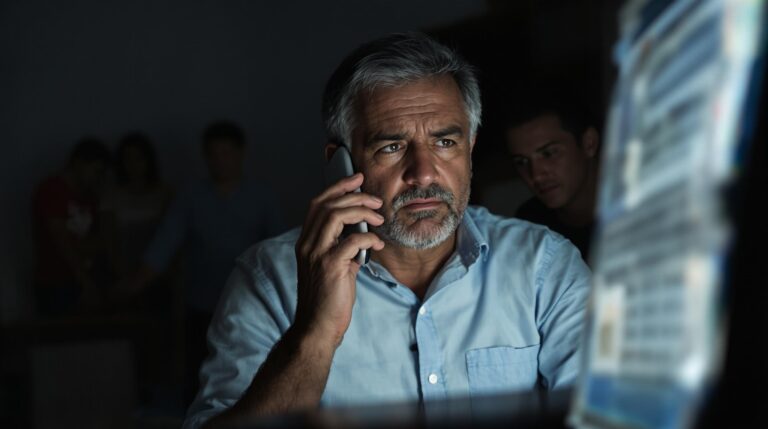 homme au téléphone inquiet