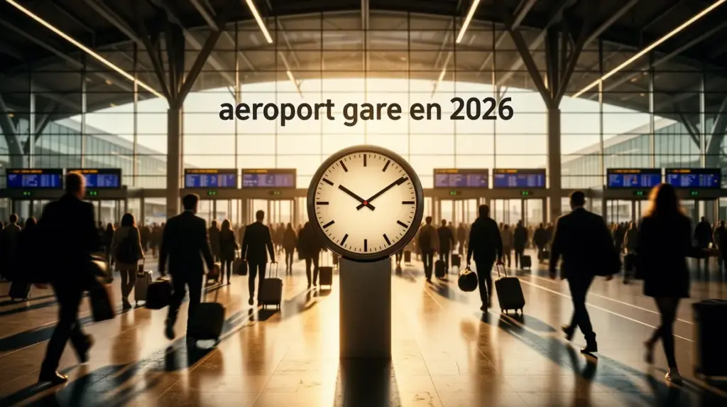 aeroport gare 2026 hall moderne foule bagages