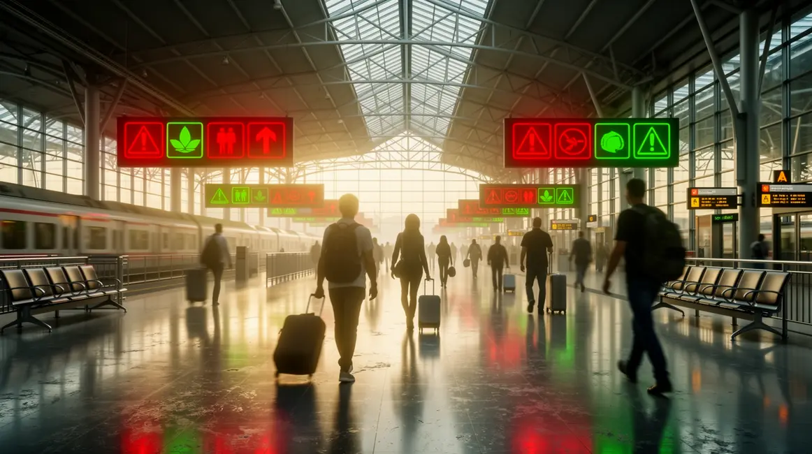 Vue gare aeroport vigilance panneaux alerte