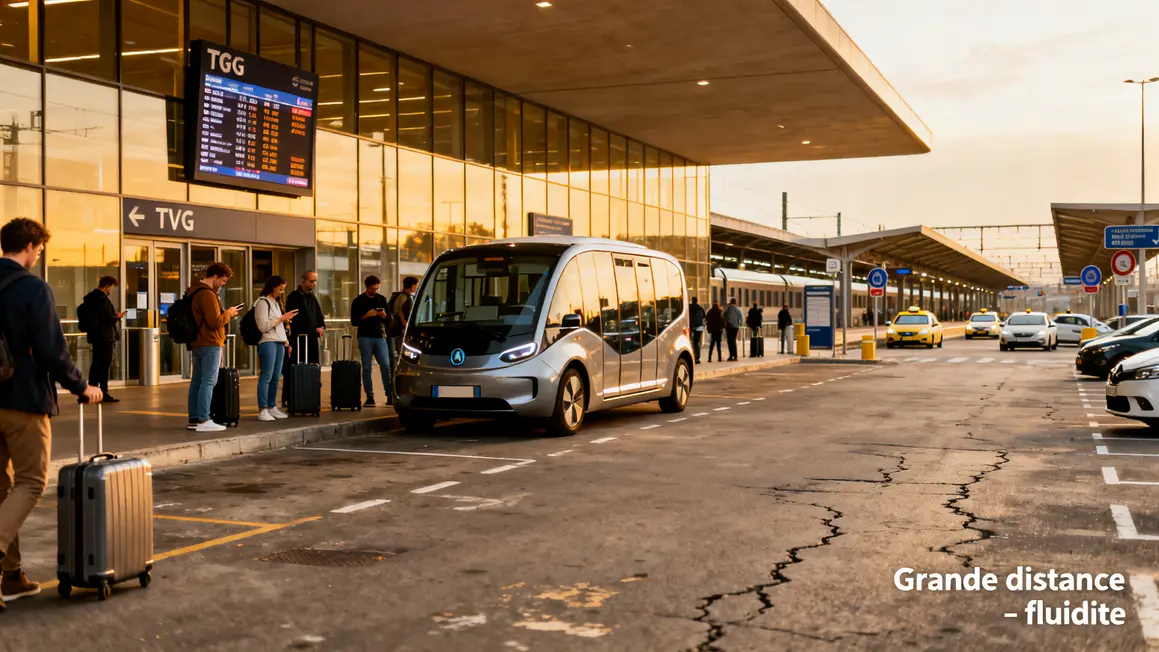 Extérieur gare Aix TGV navette parking voyageurs