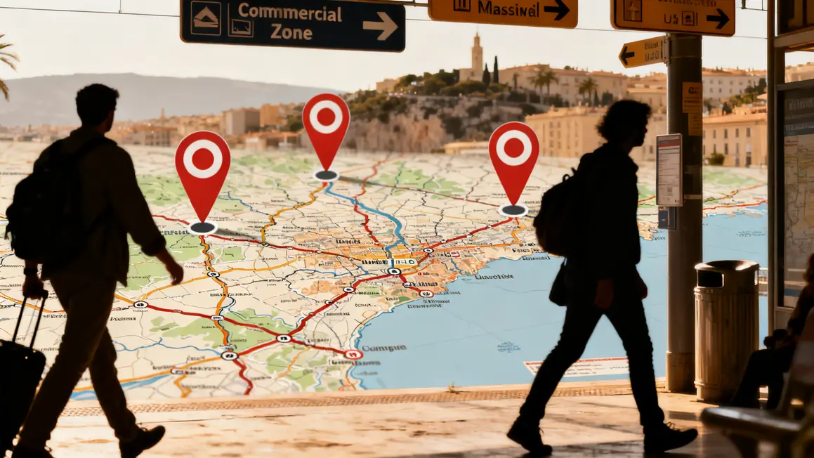 Carte stylisée arrêts bus 51 Marseille Plan de Campagne