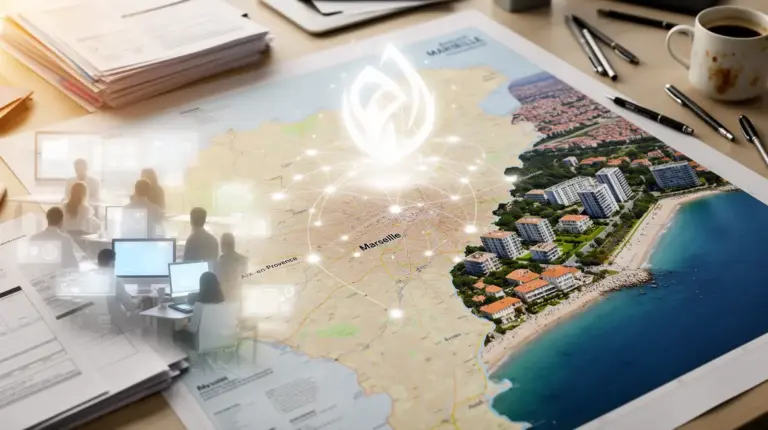 Carte Aix-Marseille auto entrepreneur silhouettes et ville