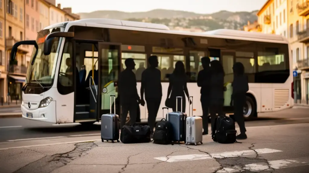 Photo navette blancs passagers bagages spécifiques navette