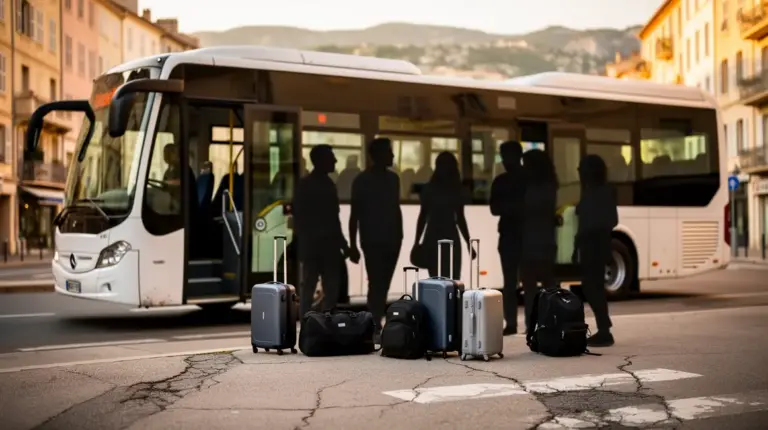 Photo navette blancs passagers bagages spécifiques navette
