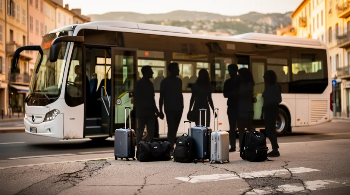 Photo navette blancs passagers bagages spécifiques navette