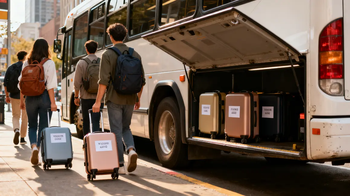 valises etiquetees bagages navette urbaine