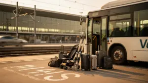 Navette collective voyageurs valises bagages Aix Marseille