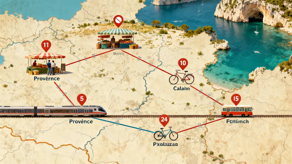 Carte villes transports Provence sans voiture