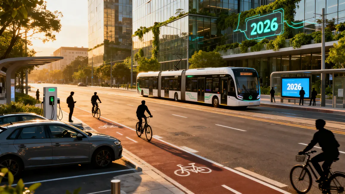 Bus électrique tram vélos covoiturage mobilité locale 2026