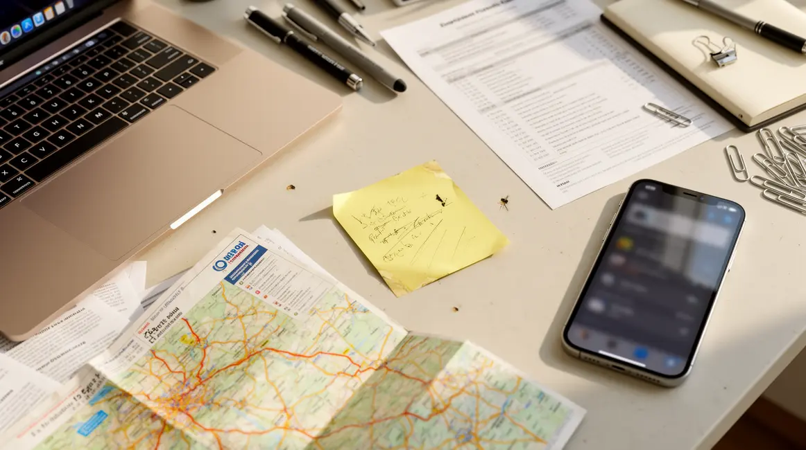 bureau moderne avec documents et post-it comment choisir déplacement professionnel