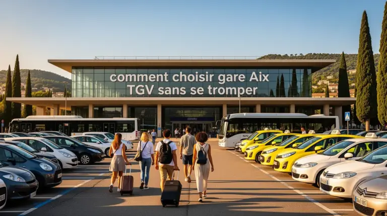 Grande gare Aix TGV moderne, parking et navette