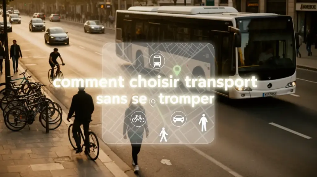 comment choisir transport local sans se tromper scene urbaine avec bus velo voiture pietons