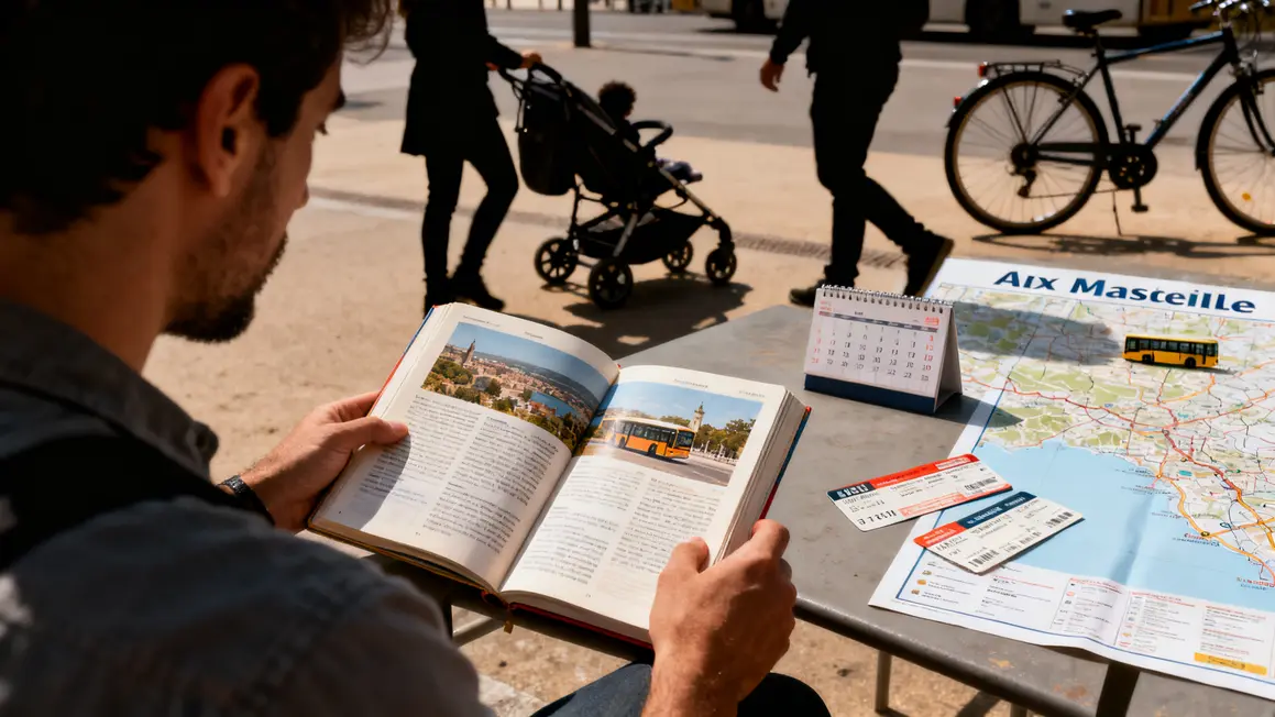 personne carnet itineraire bus velo aix marseille