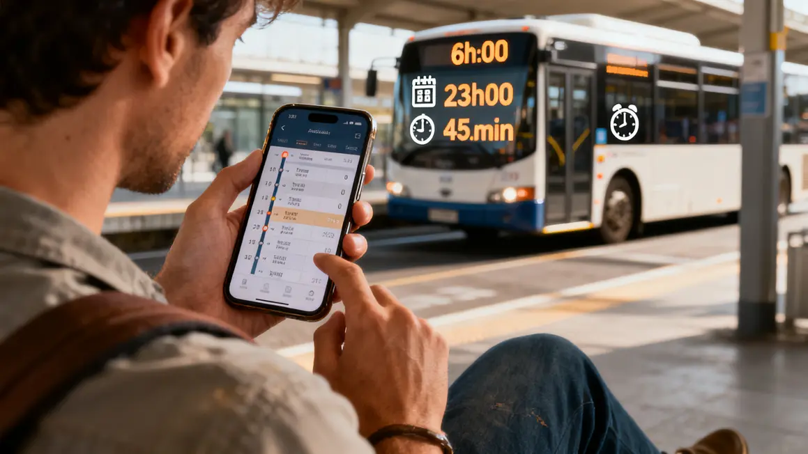Passager consulte horaires navette smartphone