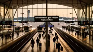 Correspondance gare aeroport étapes bus train navette