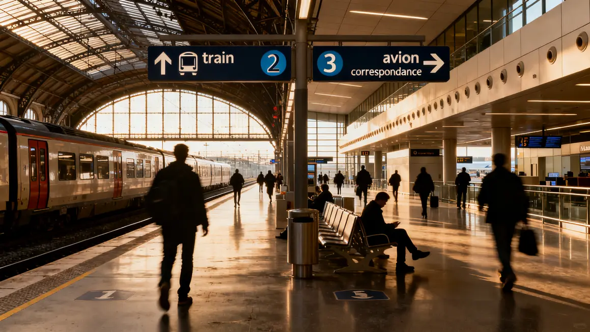 hall gare aeroport correspondance trois trajets
