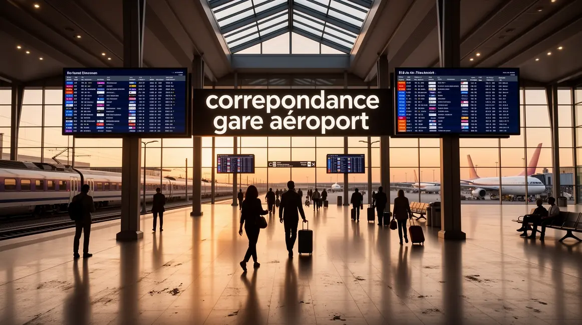 correspondance gare aéroport moderne avec trains et avions