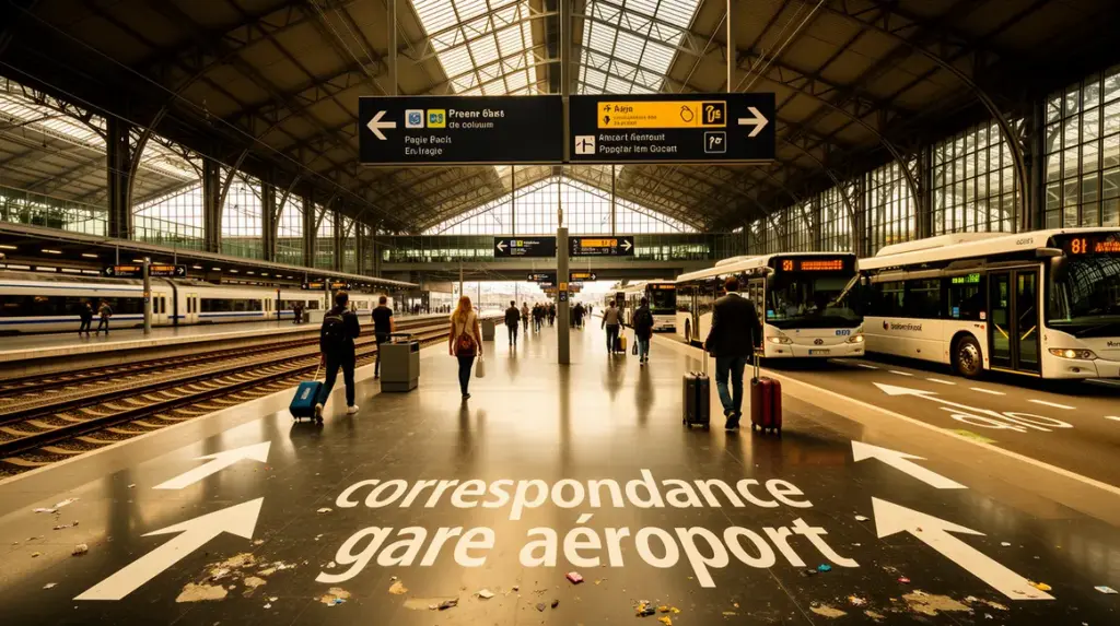 correspondance gare aeroport organisation trains bus voyageurs