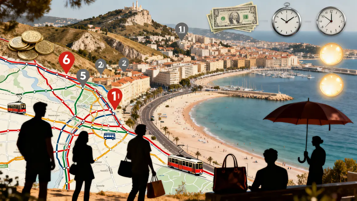 Carte schematique Marseille avec transports et critères