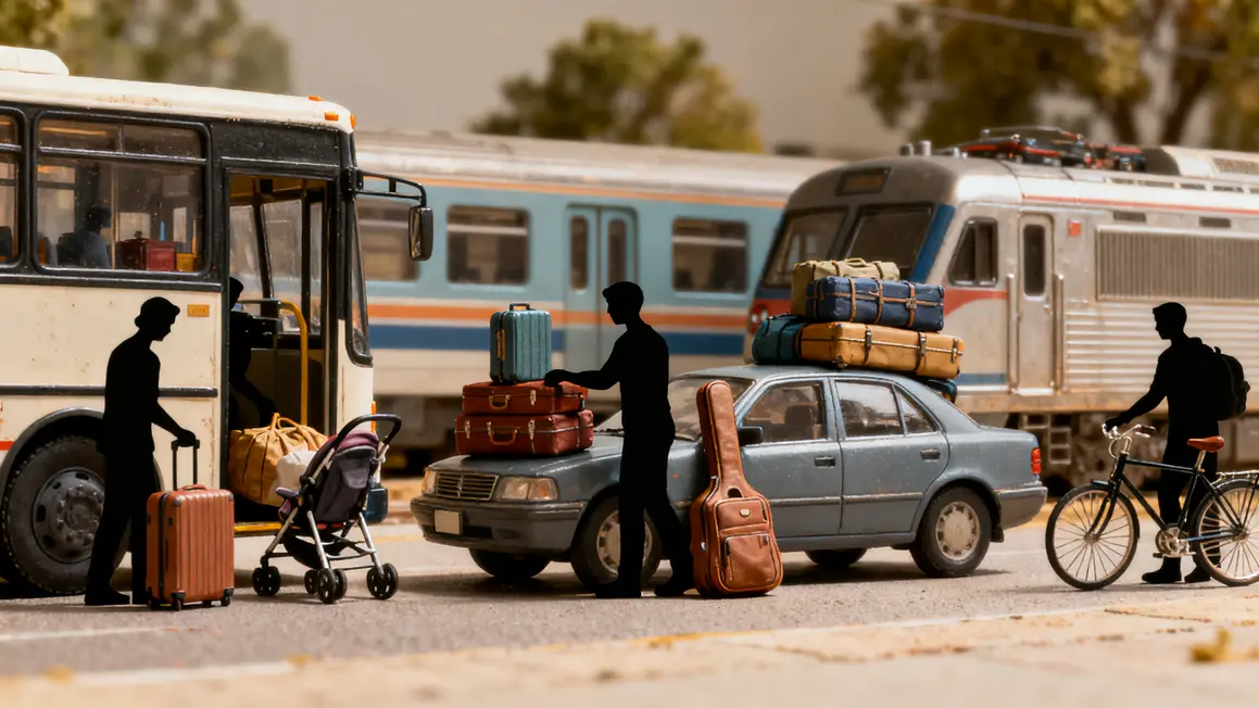 Bus train voiture vélo transportant bagages standards volumineux à Aix Marseille