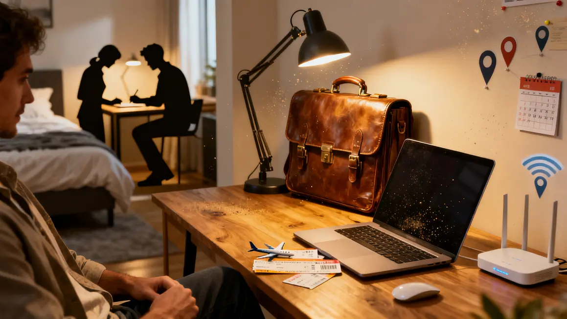Chambre et bureau pour déplacement professionnel Aix-Marseille, valise, wifi, tickets