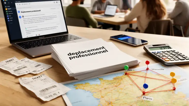 Planification déplacement professionnel avec carte France et postes de dépense