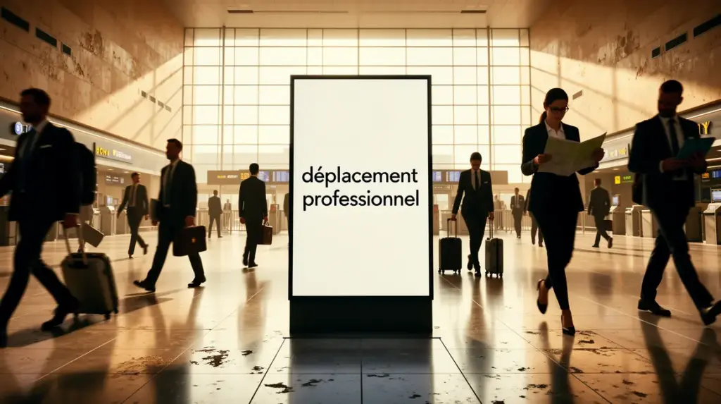 Scene dynamique deplacement professionnel hall aeroport ou gare