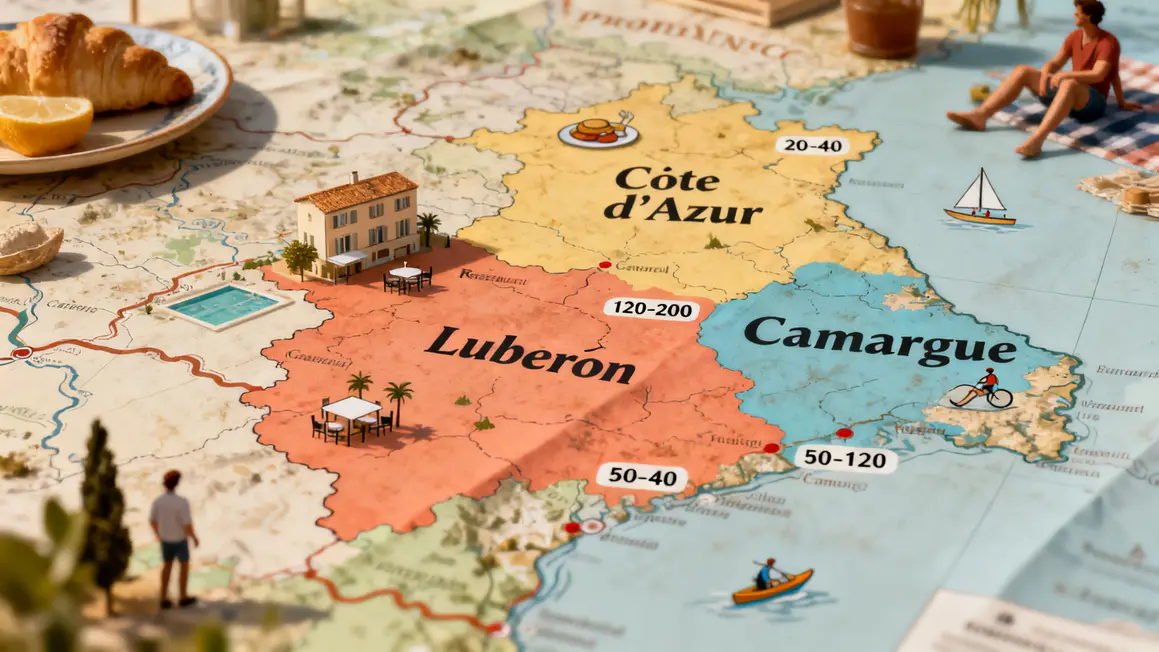 Carte des prix zones Provence Côte d'Azur Luberon Camargue
