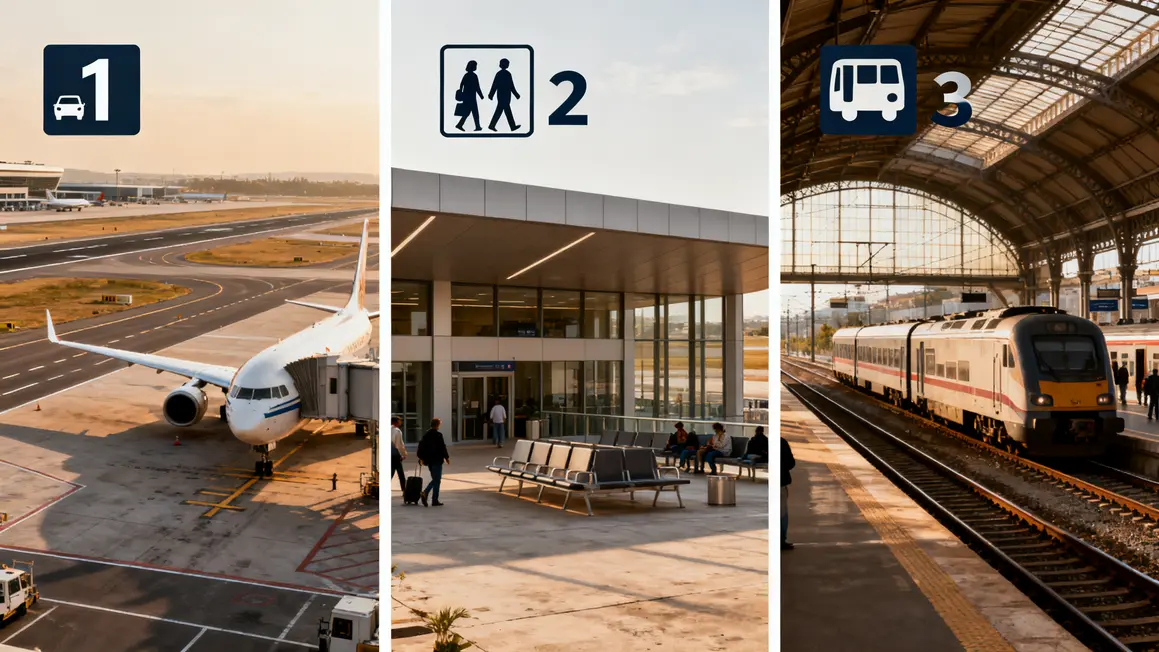 Trois batiments aeroport aerogare gare pictogrammes