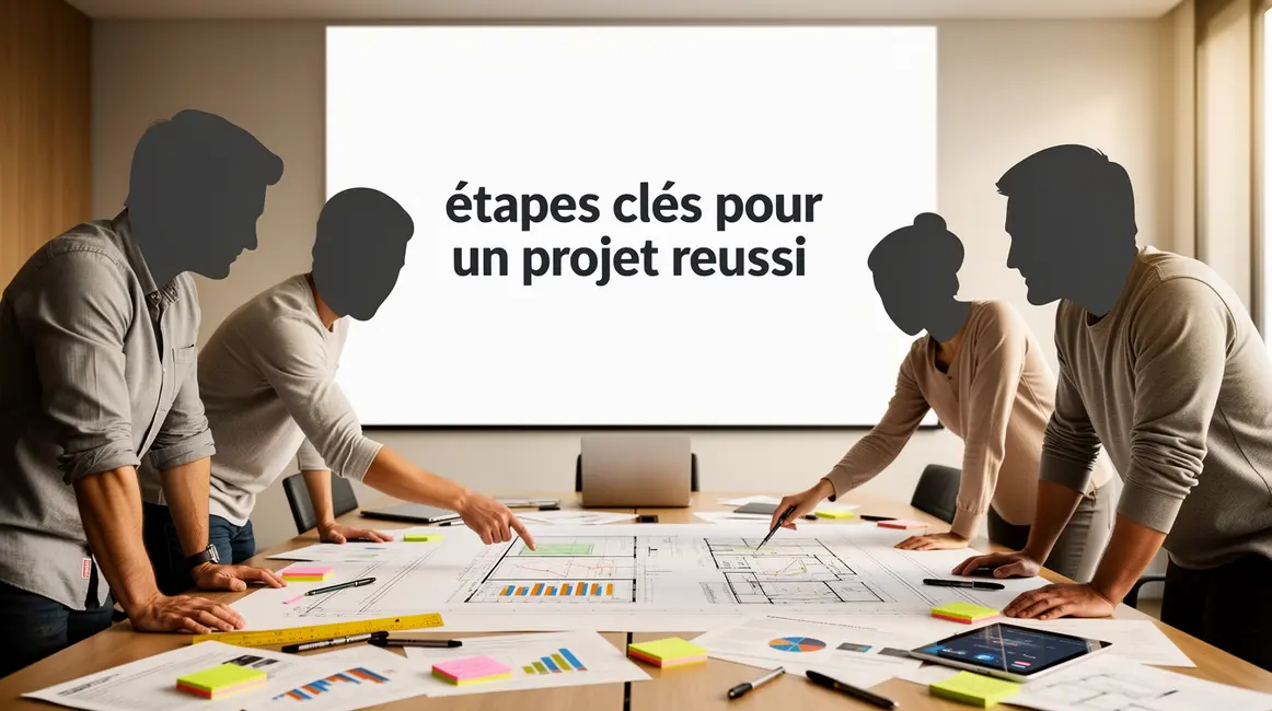 tableau mural avec plan de projet etapes cles