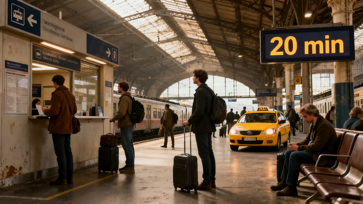 voyageurs gare, attente taxi, panneau 20 min