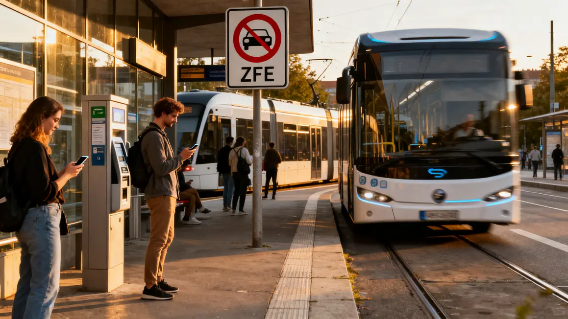Station urbaine, achat billet smartphone, tram sans ticket, bus électrique ZFE