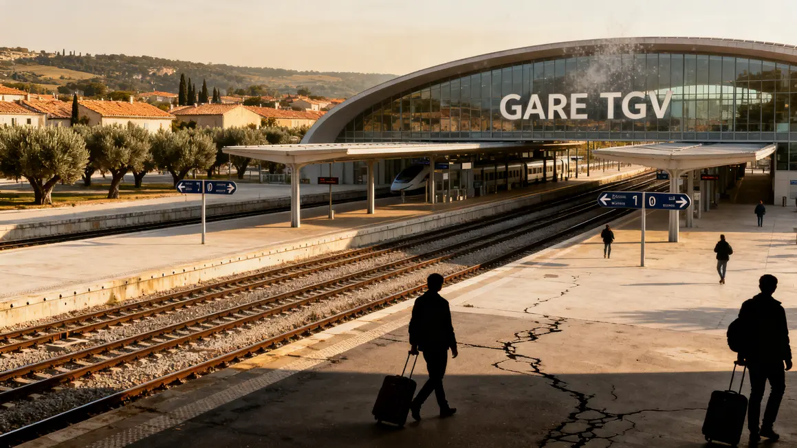 Photo extérieur de la gare Aix TGV et voyageurs