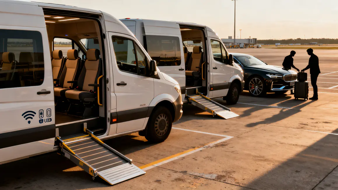 Flotte minibus van premium navette aeroport Aix Marseille