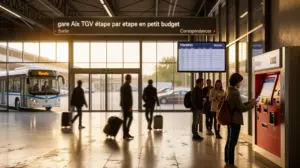 Hall gare Aix TGV avec navette bus distributeur
