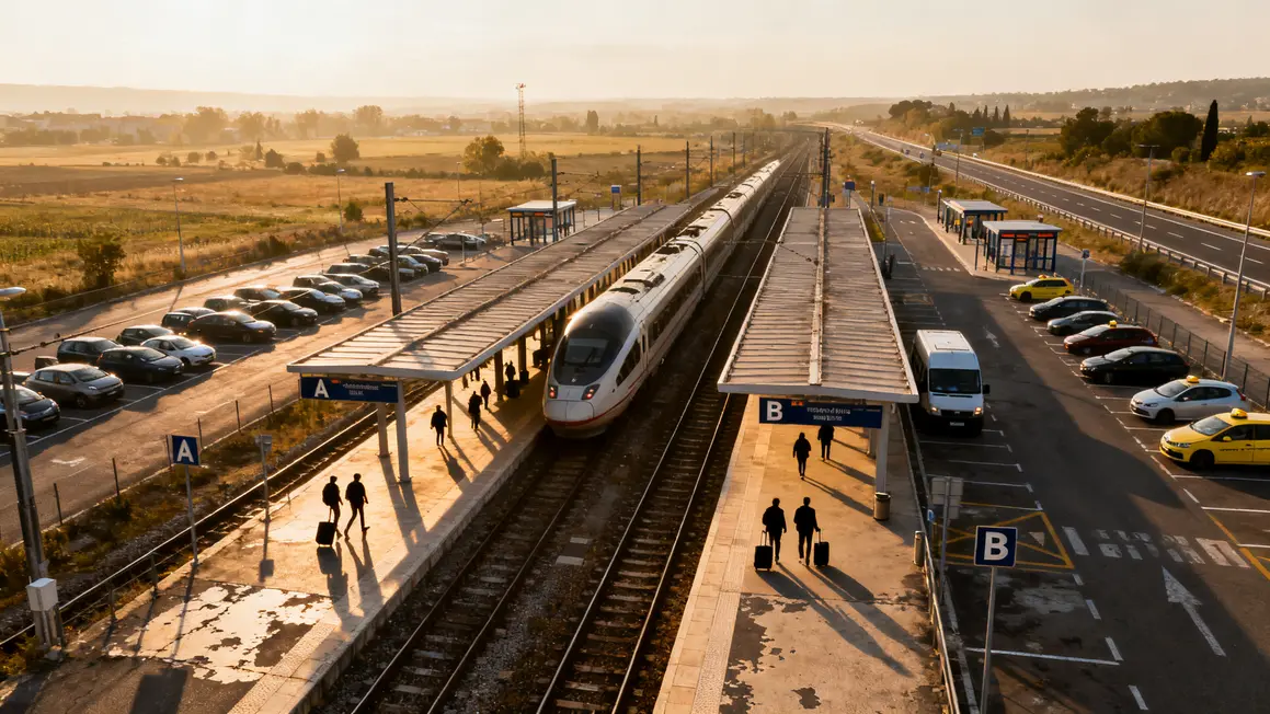 Panorama gare Aix TGV parvis parkings arrêts navettes