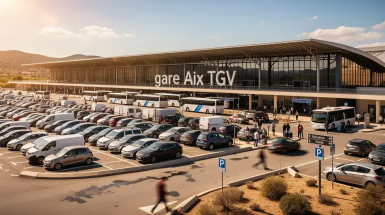 photo gare Aix TGV parking navettes voitures