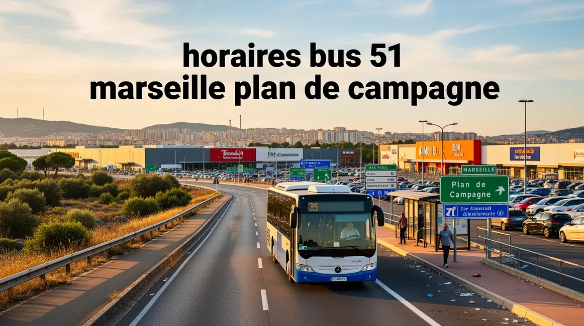 bus 51 sur route entre marseille et plan de campagne, panneaux routiers, provence