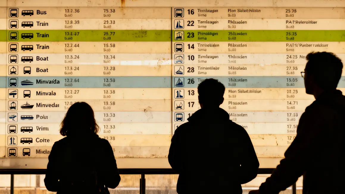 Tableau affichage horaires navette bus train bateau minivan