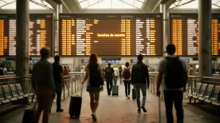 affichage horaires de navette et voyageurs