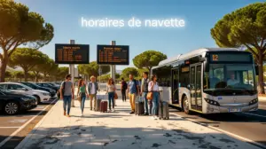Arrêt navette moderne et voyageurs Aix Marseille