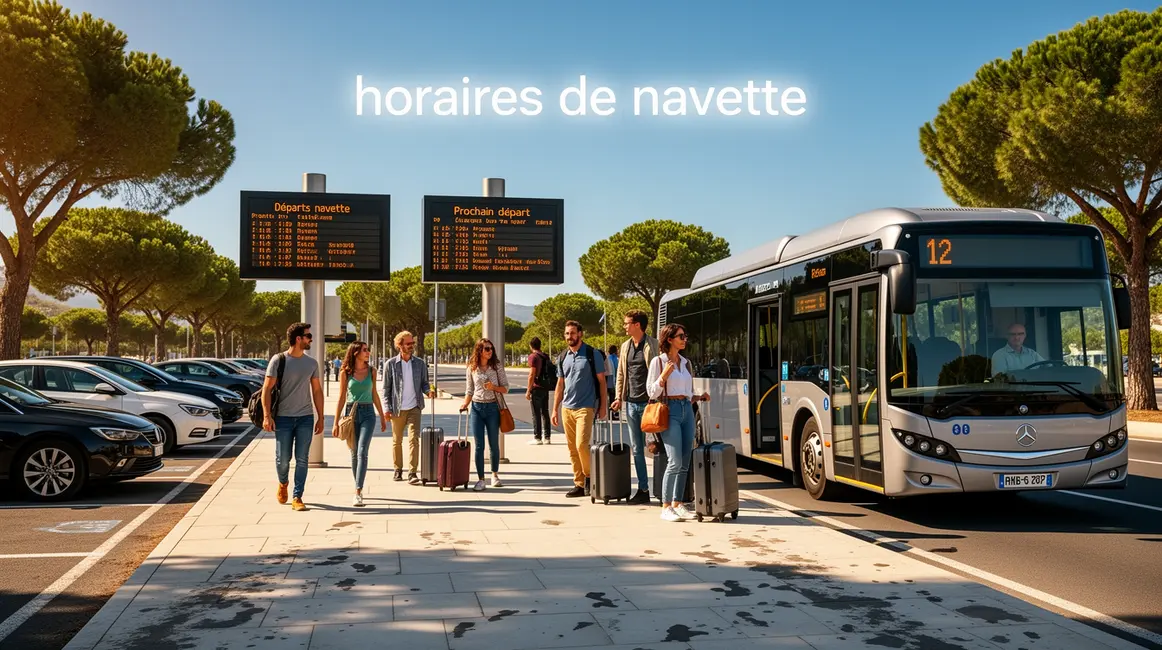 Arrêt navette moderne et voyageurs Aix Marseille