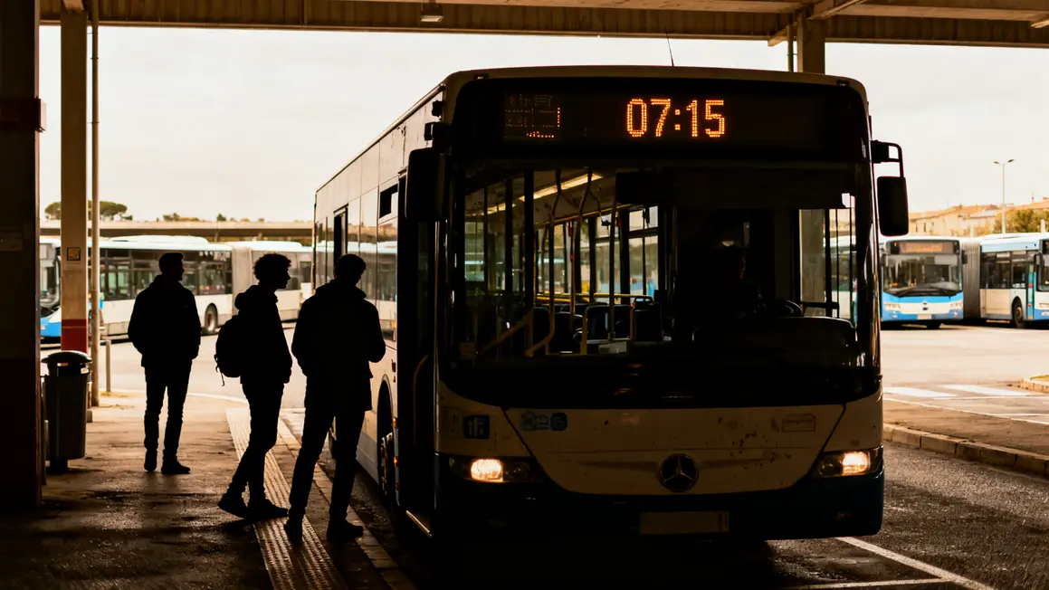 Navette à l'arrêt horloge digitale Aix
