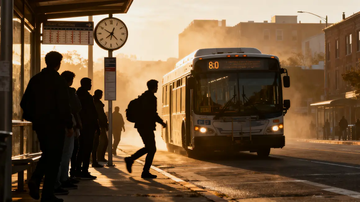 Navette avec passagers en attente horaires matins