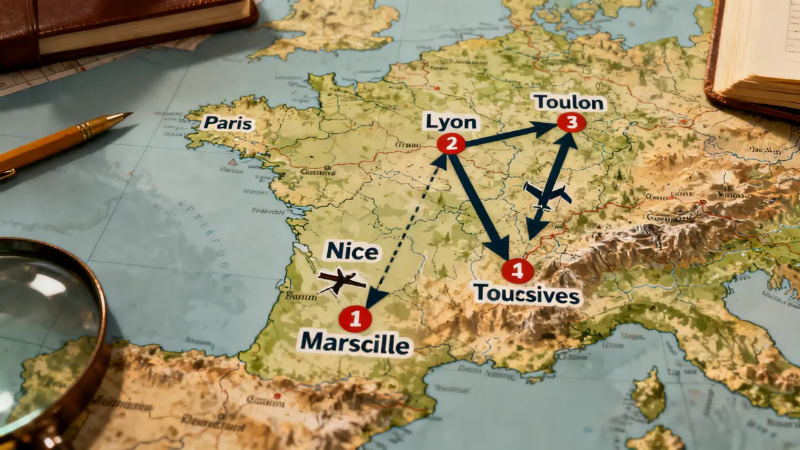carte villes France itinéraires Marseille