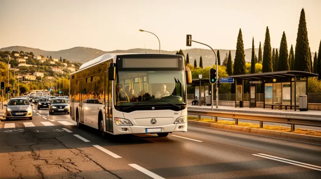 bus ligne 51 sur RN8 entre Marseille et Aix