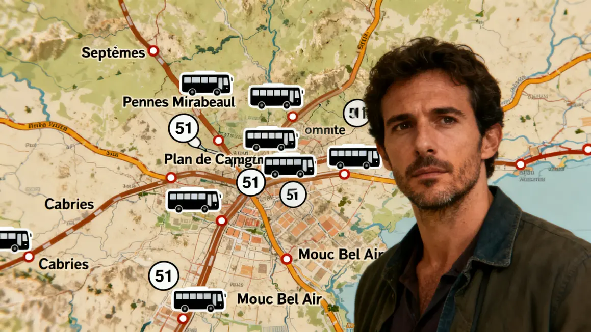 Carte arrets ligne 51 Marseille Aix