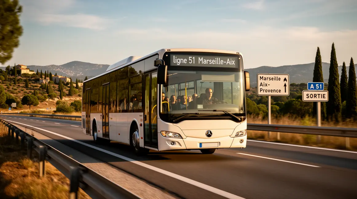 bus ligne 51 Marseille Aix sur route provençale